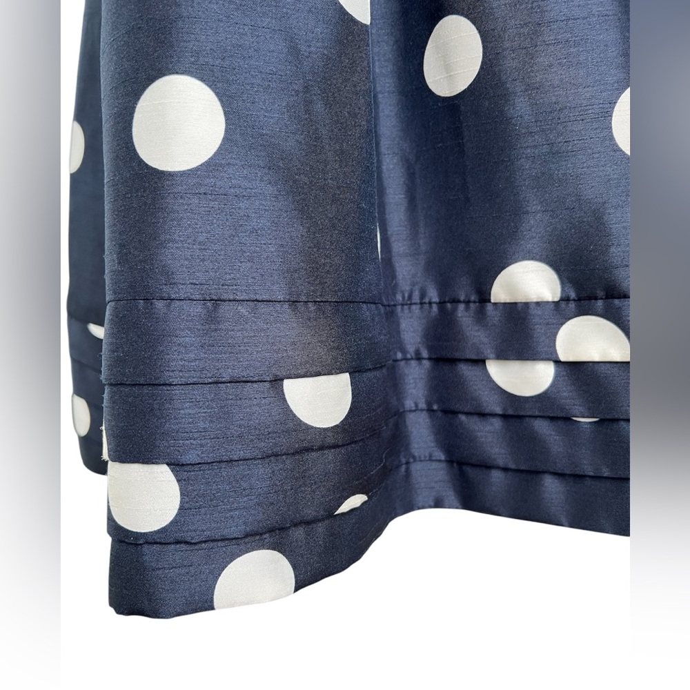 Eliza J Navy Polka Dot Dress with Yellow Belt, Size 6 - Picture 3 of 7